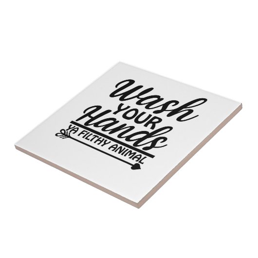 Händewaschen Funny Sign Fliese (Seite)
