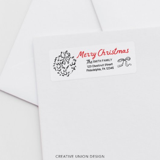 Händezeichnen Merry Christmas Return Address Label