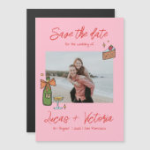 Händezeichnen Whimsical Foto Hochzeit speichern Si Magneteinladung (Vorne/Hinten)