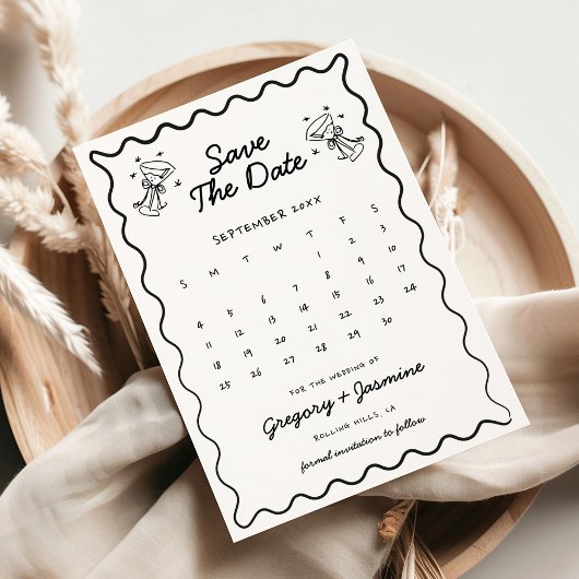 Händezeichnen Whimsical Quirky Foto Hochzeit Save The Date