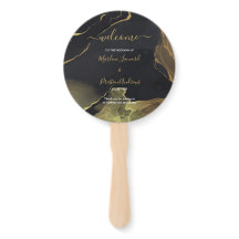 Handfächer aus schwarzem und goldenem Marmor