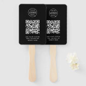 Handfächer | Benutzerdefiniertes QR-Code-Logo Schw (Vorne und Hinten)