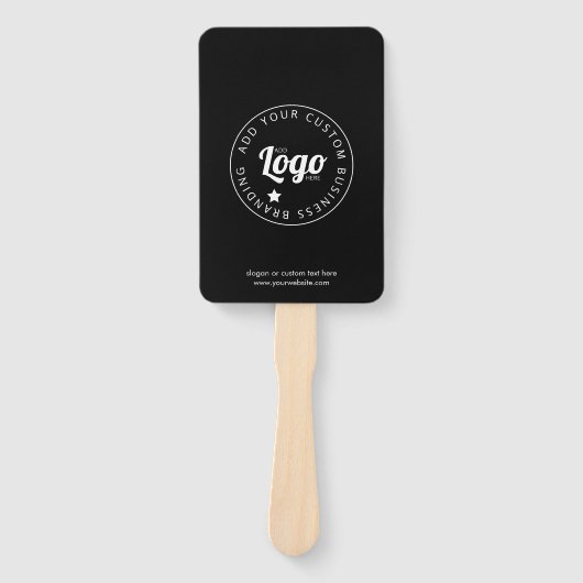 Handfächer mit Logo für die Werbeaktion | Schwarz (Vorderseite)