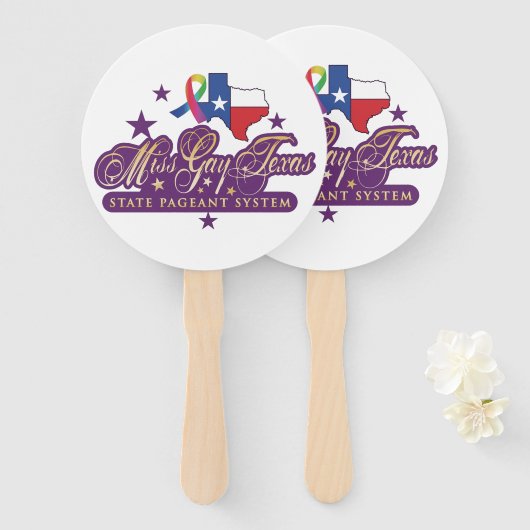 Handfans mit dem Logo "Miss Gay Texas Staat" Fächer (Vorne und Hinten)