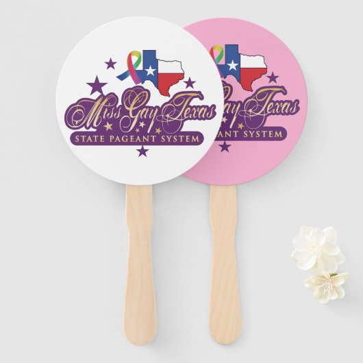 Handfans mit dem Logo "Miss Gay Texas Staat" Fächer (Vorne und Hinten)