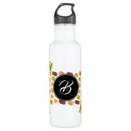 Handfarbe Sommergelbe Blumenmonogramm Edelstahlflasche