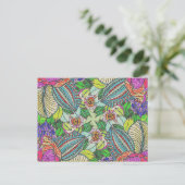 Handfarbene Funky Cactus Blume | Postkarte (Stehend Vorderseite)