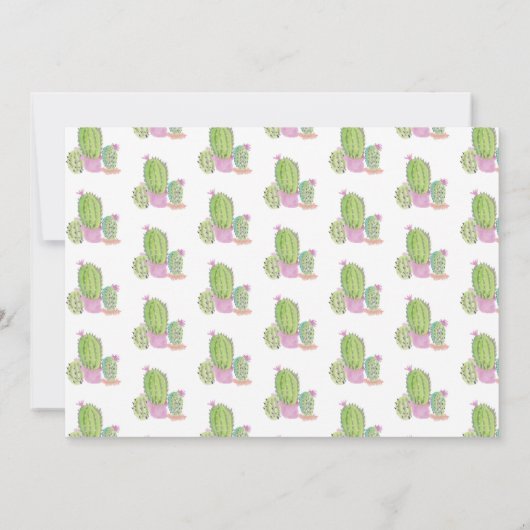 Handfarbene Kakteen Pflanze Party Einladung (Rückseite)