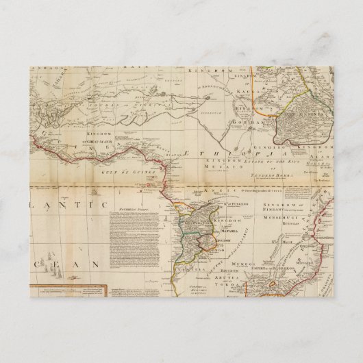 Handfarbene Karte aus Afrika (Vorderseite)