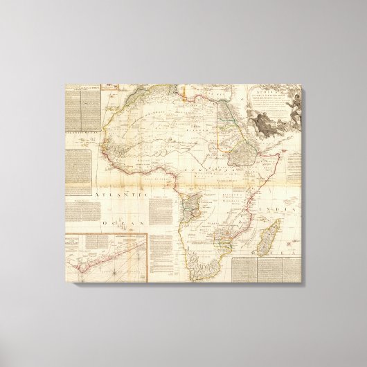 Handfarbene Karte aus Afrika Leinwanddruck (Vorderseite)