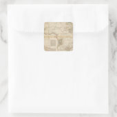 Handfarbene Karte aus Afrika Quadratischer Aufkleber (Tasche)