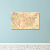 Handfarbene lithographierte Karte der Vereinigten Leinwanddruck (Insitu (Holzboden))