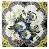 Handfarbene Viktorianische Gerahmte Floral-Transfe Fliese (Vorderseite)