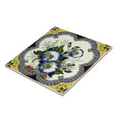 Handfarbene Viktorianische Gerahmte Floral-Transfe Fliese (Seite)