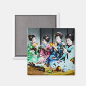 Handfarbene Vintage Geisha-Ansammlung Magnet (Vorderseite/Rückseite)