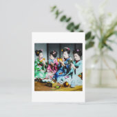 Handfarbene Vintage Geisha-Ansammlung Postkarte (Stehend Vorderseite)
