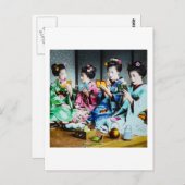 Handfarbene Vintage Geisha-Ansammlung Postkarte (Vorne/Hinten)