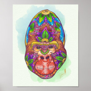 Handfarbener Gorilla Poster