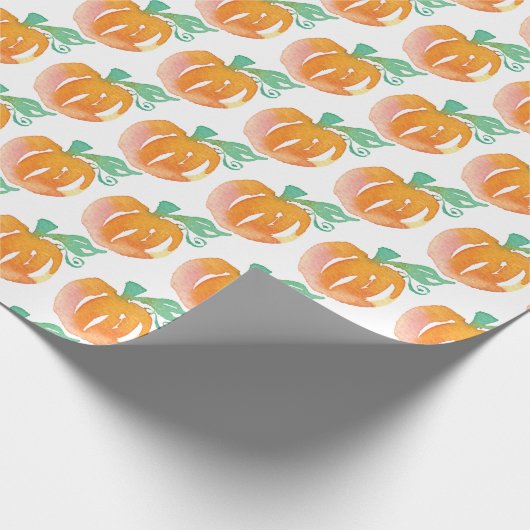 Handfarbenkürbis Orange Wrapping Paper Geschenkpapier (Ecke)