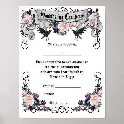 Handfastet Certificate Poster - Fantasy Ravens (Vorne)