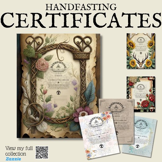 HANDFASTING CERTIFICATE 16X20 CELTIC WICCA WHITE POSTER