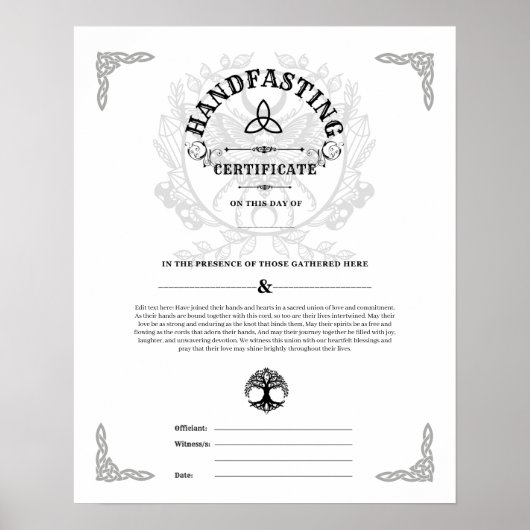 HANDFASTING CERTIFICATE 16X20 CELTIC WICCA WHITE POSTER (Vorne)