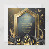 HANDFASTING INVITAATIONEN SCHWARZGOLD ETHEREAL EINLADUNG (Vorderseite)