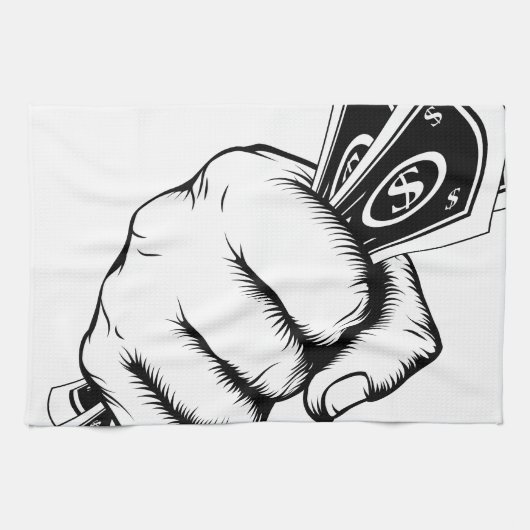 Handfaust mit Bargeld-Illustration Handtuch (Horizontal)