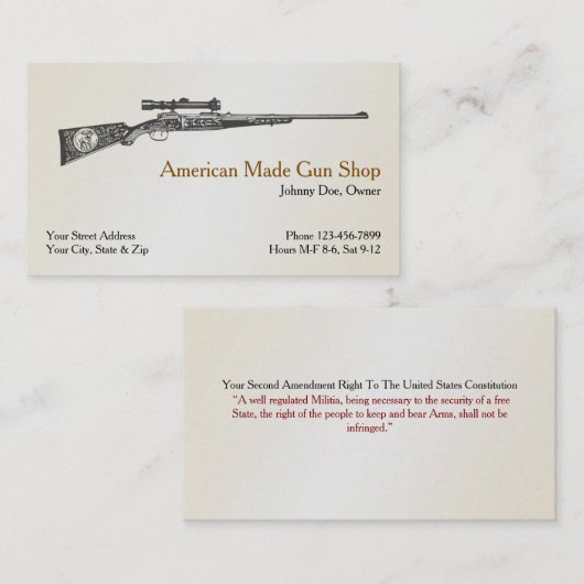 Handfeuerwaffenhändlerkarte Visitenkarte (Vorne/Hinten)