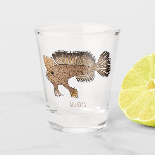 Handfish cartoon illustration schnapsglas (Vorderseite)