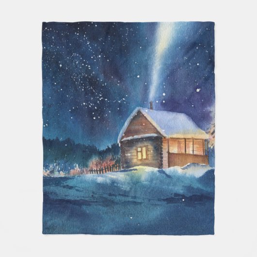 Handgearbeitete Winterlandschaft Fleecedecke (Vorderseite)