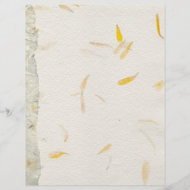 Handgearbeitetes Papier - Blätter der Blume (Vorderseite)