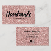 Handgebetteter Text Moderne Rose Gold Glitzer Visitenkarte (Vorne/Hinten)