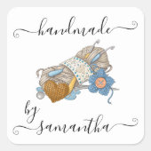 Handgefertigt aus Individuelle Name-Garnhaken und Quadratischer Aufkleber (Vorderseite)