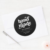 Handgefertigt | Boho Retro Look Packaging Product  Runder Aufkleber (Umschlag)