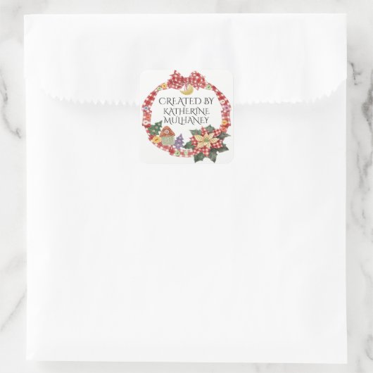 Handgefertigt / Crafter-Aufkleber Quadratischer Aufkleber (Tasche)