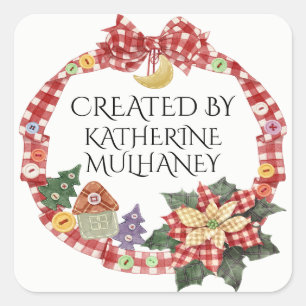 Handgefertigt / Crafter-Aufkleber Quadratischer Aufkleber