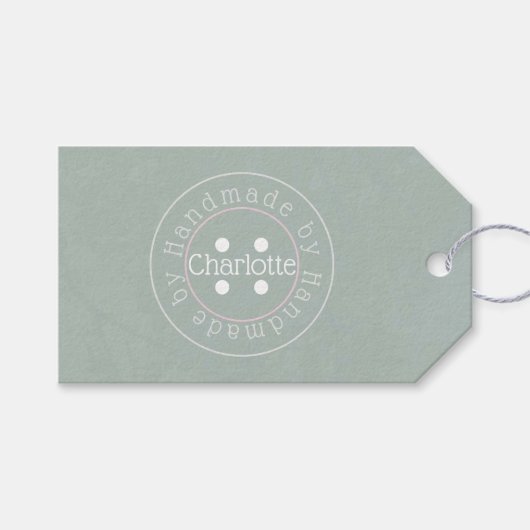 Handgefertigt durch Nähen von Tastengeschenkel Geschenkanhänger (Vorderseite (Horizontal))