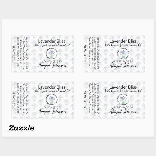 Handgefertigt | Hausgemachte Lavendelseife | Kontr Rechteckiger Aufkleber (Blatt)