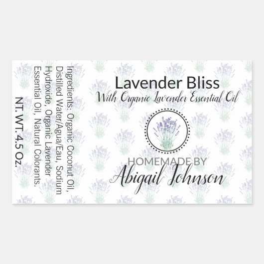 Handgefertigt | Hausgemachte Lavendelseife | Kontr Rechteckiger Aufkleber (Vorderseite)