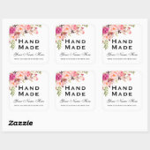 Handgefertigt kleine rosa Wasserfarbe Blüte Quadratischer Aufkleber (Blatt)