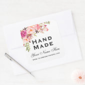 Handgefertigt kleine rosa Wasserfarbe Blüte Quadratischer Aufkleber (Umschlag)