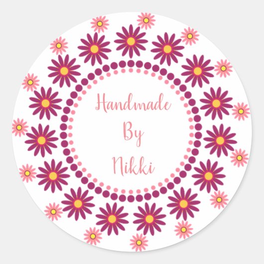 Handgefertigt mit Aufklebern Runder Aufkleber (Vorderseite)