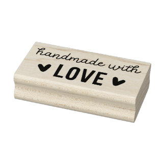 Handgefertigt mit Briefmarke aus Liebe aus Holz Gummistempel