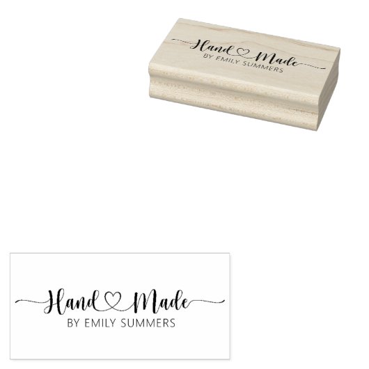Handgefertigt mit Herz und individuelle Name Gummistempel (Stempel)