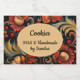 Handgefertigt mit Ihrem Namen Rosepaint Rosemaling Lebensmitteletikett