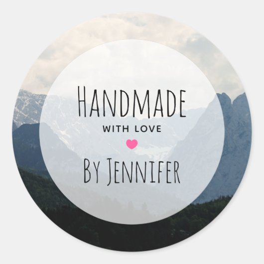 Handgefertigt mit Liebe Alpengebirge Foto Runder Aufkleber (Vorderseite)