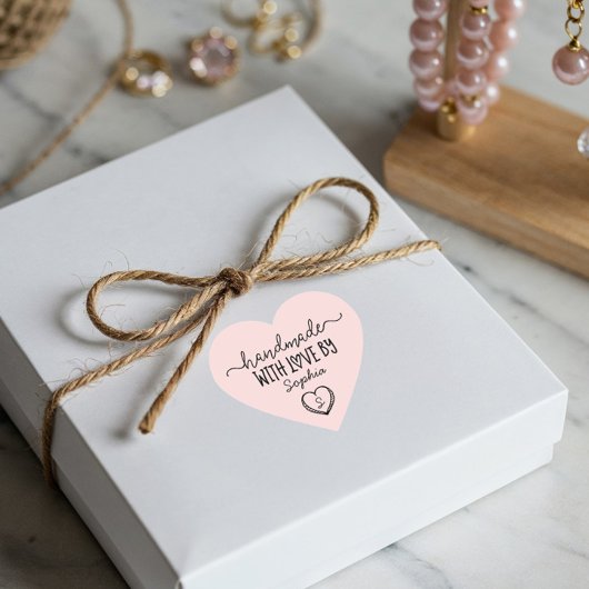 Handgefertigt mit Liebe-angepassten Monogramm-Heft Herz-Aufkleber