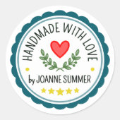 Handgefertigt mit Liebe - Anpassbare Markenverpack Runder Aufkleber (Vorderseite)