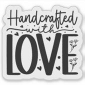 Handgefertigt mit LIEBE Aufkleber (Vorderseite)